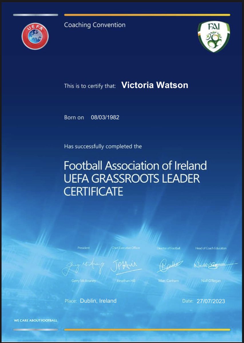 MrsWatson (@82page) on Twitter photo Delighted to have achieved the UEFA Grassroots Leader Award. First time putting all my ideas out there for others to see.
Special shout out to <a href="/SparkyC91/">Mark Connors</a> for hosting the a great weekend and for the wonderful feedback I received from the assignments Delighted to have achieved the UEFA Grassroots Leader Award. First time putting all my ideas out there for others to see.
Special shout out to <a href="/SparkyC91/">Mark Connors</a> for hosting the a great weekend and for the wonderful feedback I received from the assignments