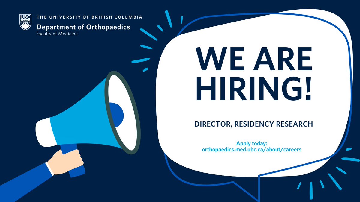 🚨#JobAlert🚨#UBCorthopaedics is hiring a Residency Research Director! Passionate about medical education and research? Join our dynamic team and guide residents in their research endeavors. Apply by Aug 15, 2023, and let's transform health together! bit.ly/3Y8kdGE