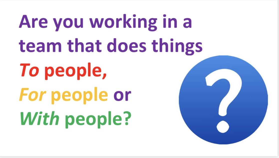 Great to spend today with 45 newly qualified @cnwl staff, being educated by patients and carers re the importance of doing things with people, not for them. Thanks @sandrasagary @_gracelevy and team. Excellent engagement and feedback.