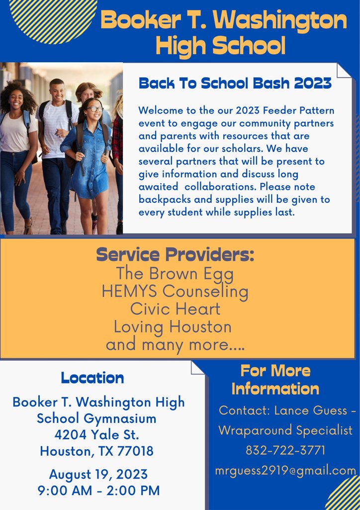Booker T. Washington families and community for the Back To School Bash 2023.