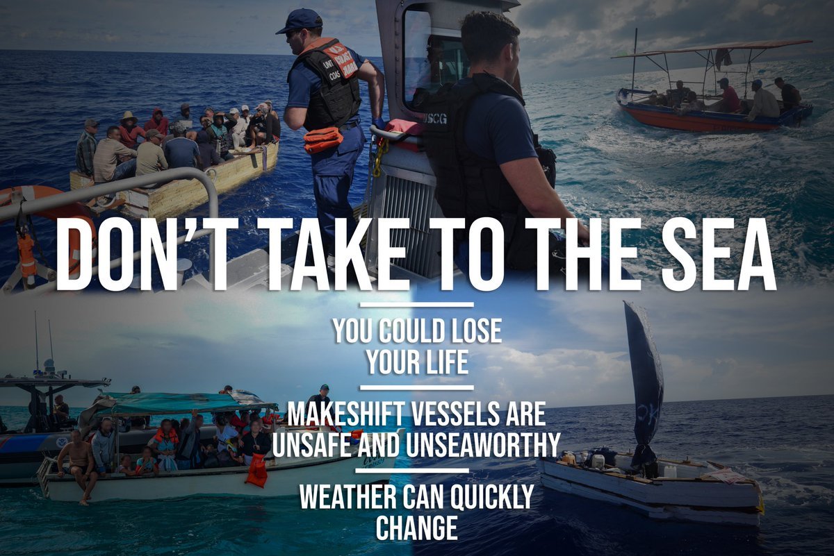 #DontTakeToTheSea Attempting to unlawfully migrate in makeshift, overloaded vessels is extremely dangerous and often life-threatening. 

Our U.S. maritime borders are NOT open. You will be rescued and repatriated.

 #NoTeArriesgues #PaPranLanmeA #D7 #OVS