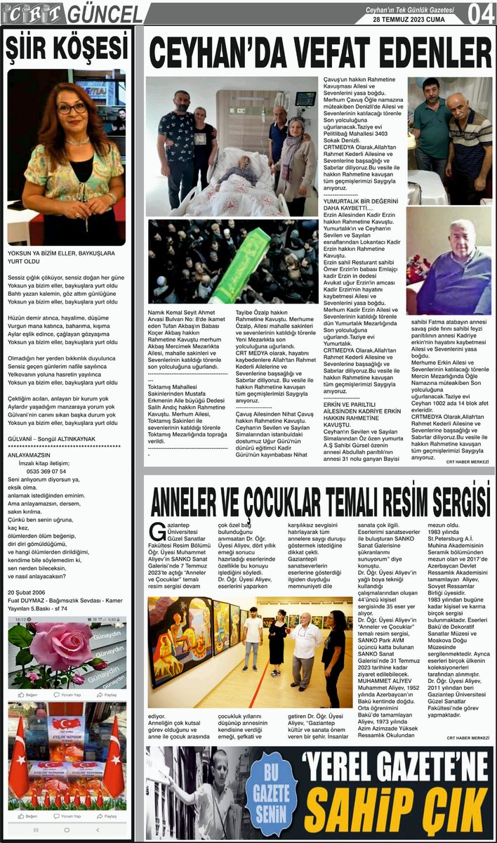 CRTNEWS's tweet photo. 28 TEMMUZ 2023 CUMA
CRT HABER GAZETESİ https://t.co/Ink8BUrQmU