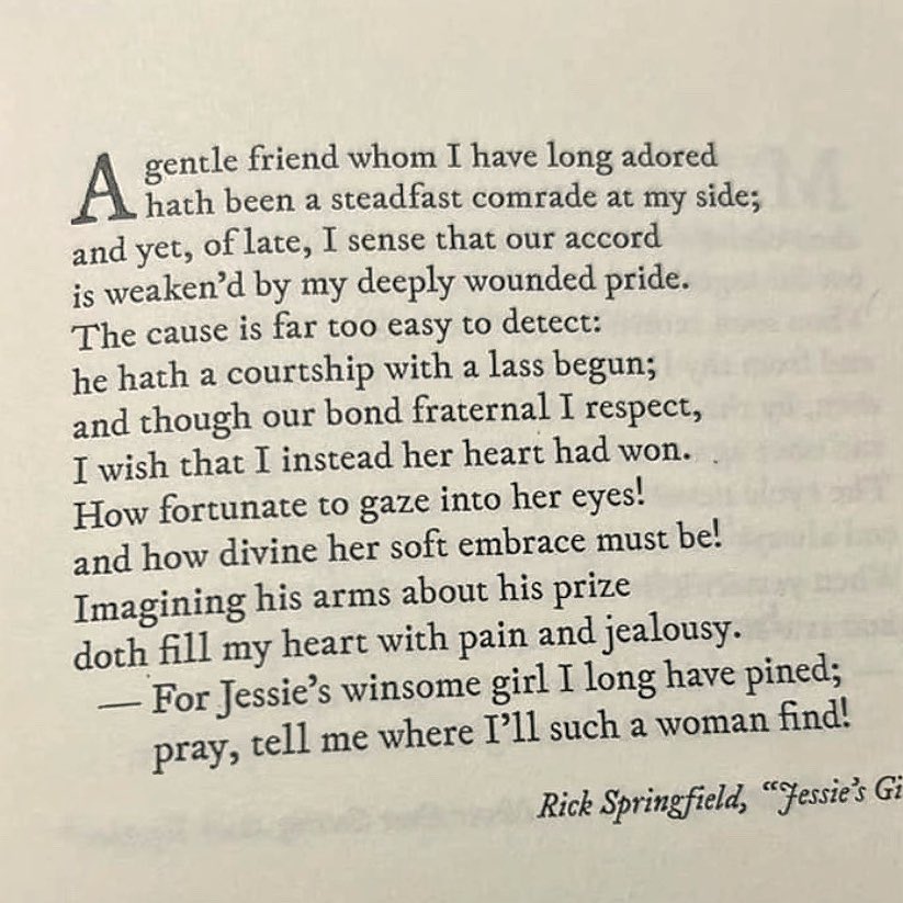 🪶So, someone translated ‘Jessie’s Girl’ as if written by Shakespeare... 😄