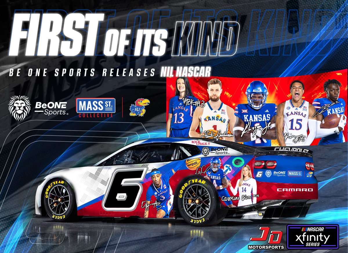 🏁  NIL at 200mph. 🏁

BeONE Sports is proud to announce the fastest collaboration on the planet! 
Working with Mass St. Collective, University of Kansas and JD Motorsports, we’re driving NIL innovation (literally).
#performancetraining #morewithNIL 
beonesports.com