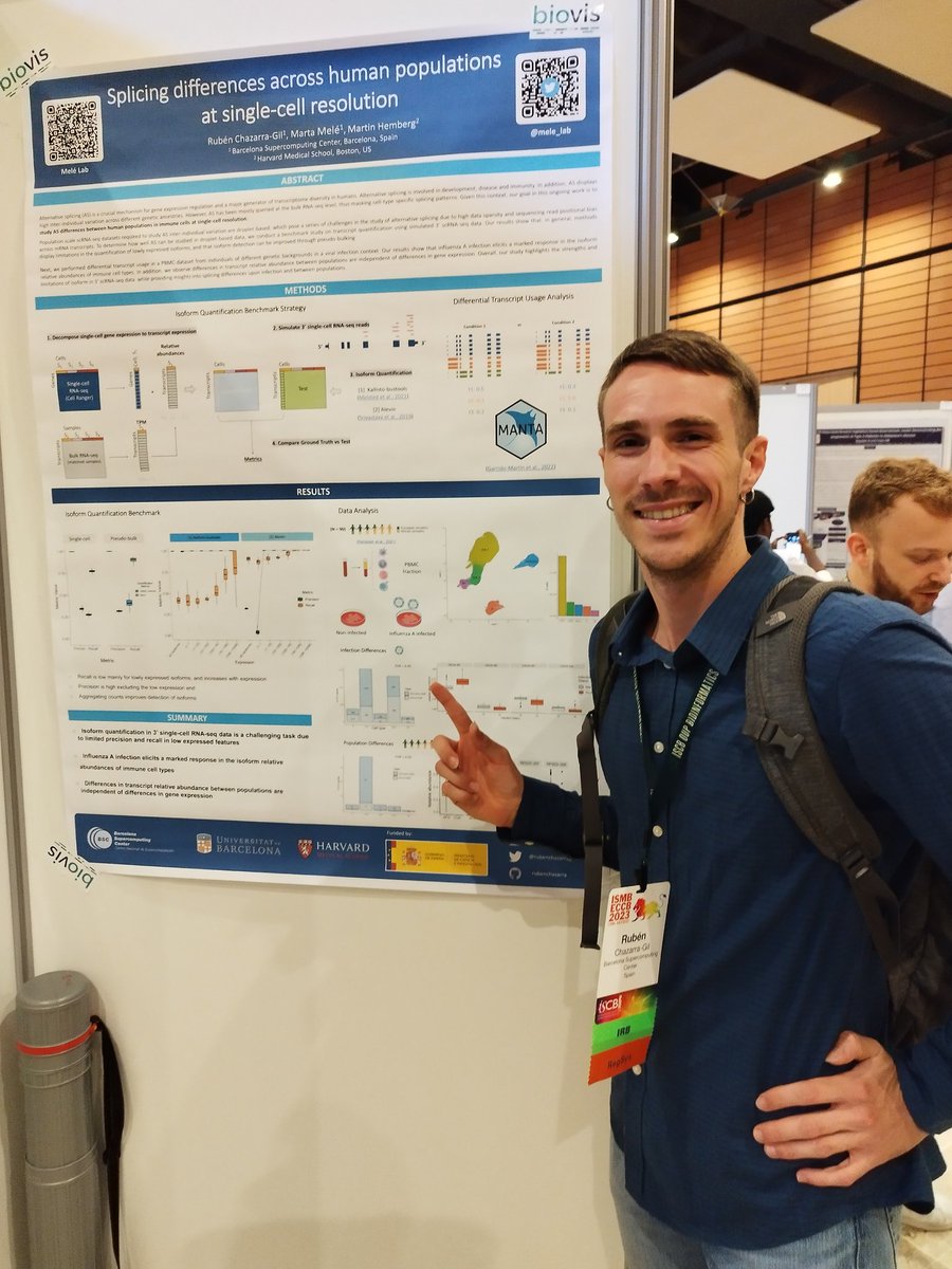 Extremely happy to present my work at #ISMBECCB2023 ! 🤩😍😎
5 days of incredible science, meeting awesome researchers and colleagues from previous labs.
Hope to be in next year's edition representing <a href="/mele_lab/">Melé Lab</a> again!!