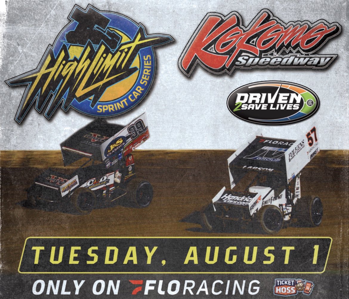 Next Tuesday, you know what to do… 

𝗚𝗲𝘁
𝗬𝗼𝘂𝗿
𝗔𝘀𝘀
𝗧𝗼
𝗞𝗼𝗸𝗼𝗺𝗼

Presented by <a href="/Driven2Save/">Driven2SaveLives</a>, the High Limit Sprint Cars will debut at “Indiana’s Baddest Bullring” — <a href="/KokomoSpeedway/">Kokomo Speedway</a> — paying $23,023/Win on Tuesday, August 1.

🎟️ Get your tickets on <a href="/TicketHoss/">tickethoss</a> App!