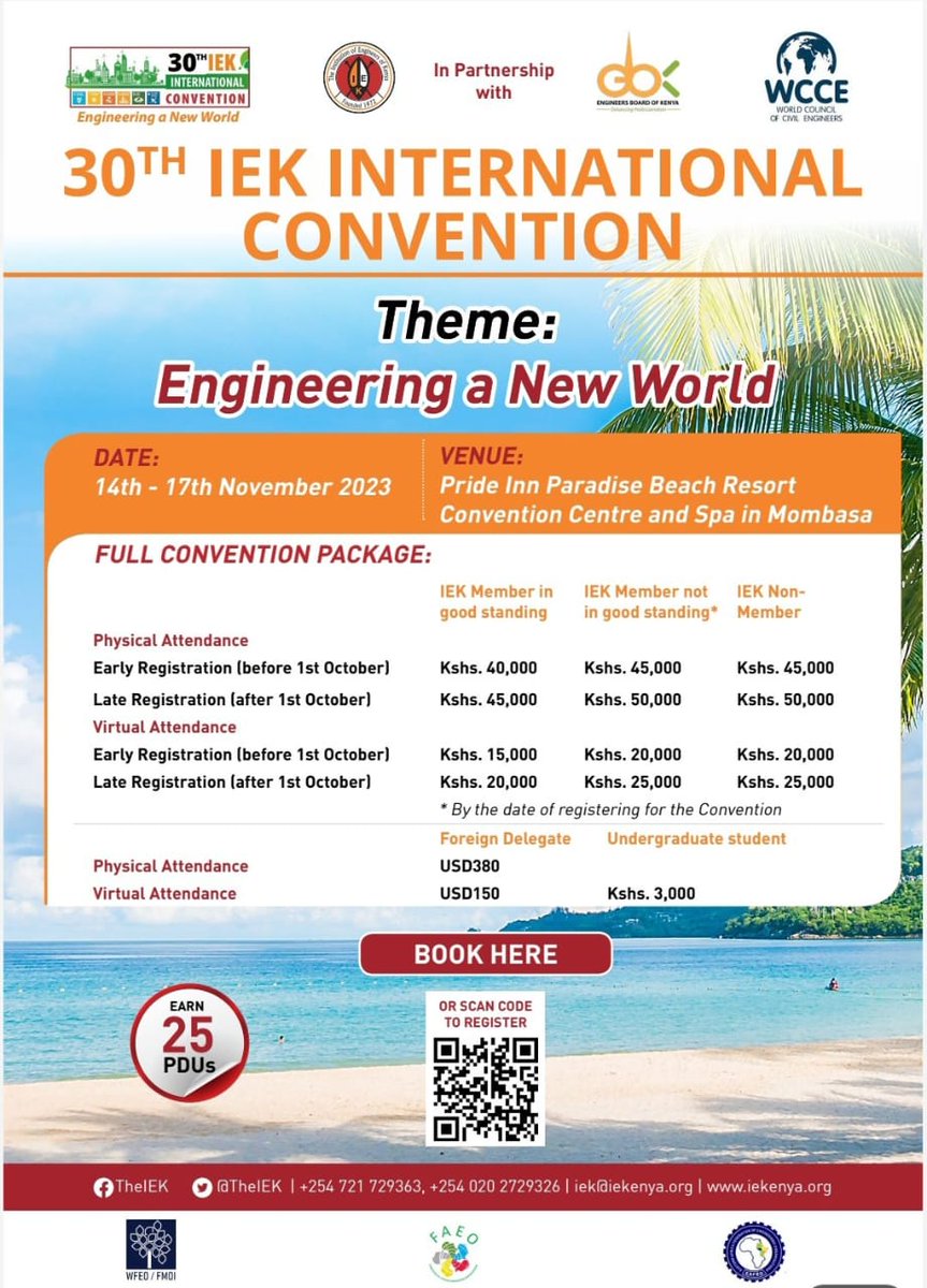 The #30thIEKConvention is a prestigious event that brings together #engineers, #academicians, #researchers, and #industrial participants from across the country and continent.
Don't be left behind as the great minds network and collaborate to generate solutions to global issues.