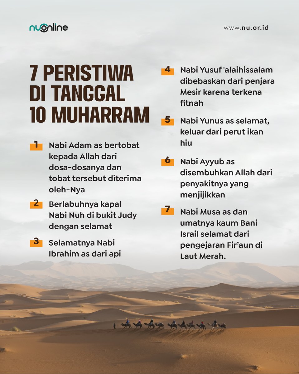 Di tanggal 10 Muharram ada peristiwa apa saja sih? Yuk simak infografis berikut ini untuk lebih jelasnya.

#nahdlatululama #nuonline #muharram #hariasyura #10muharram