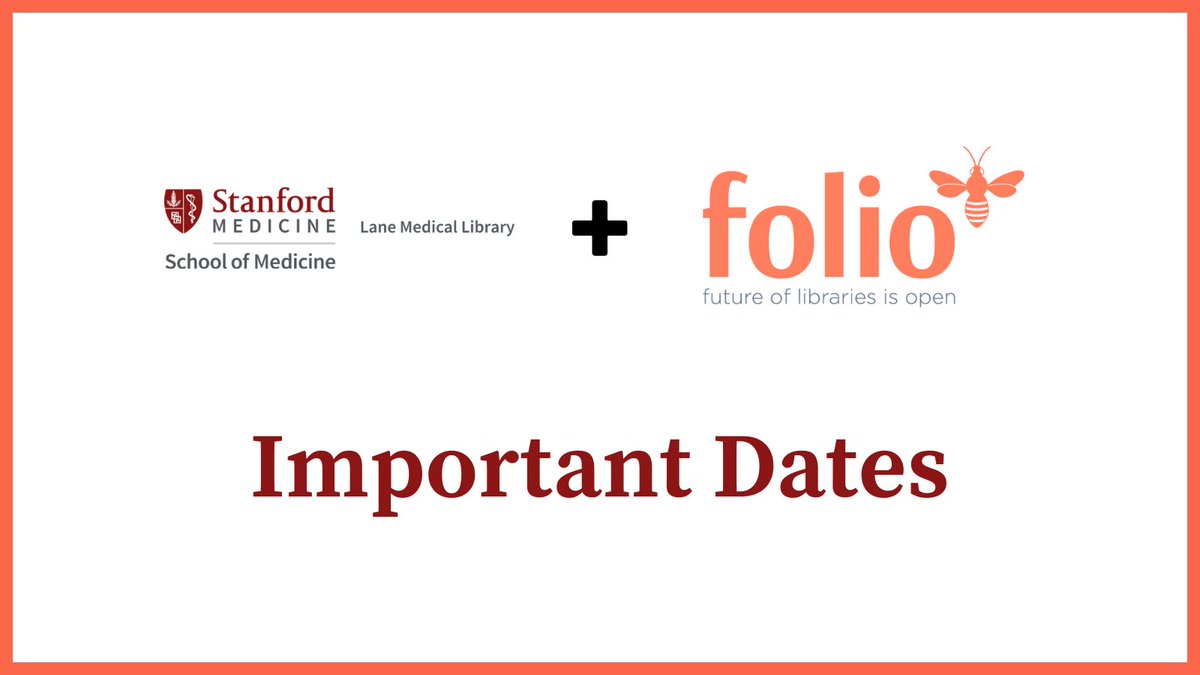 Lane Medical Library (@lanelibstanford) on Twitter photo Lane Medical Library will be migrating to @folio_lsp this August! Learn more about the migration & what it means for you on our blog: stanford.io/43LMgwO Lane Medical Library will be migrating to @folio_lsp this August! Learn more about the migration & what it means for you on our blog: stanford.io/43LMgwO