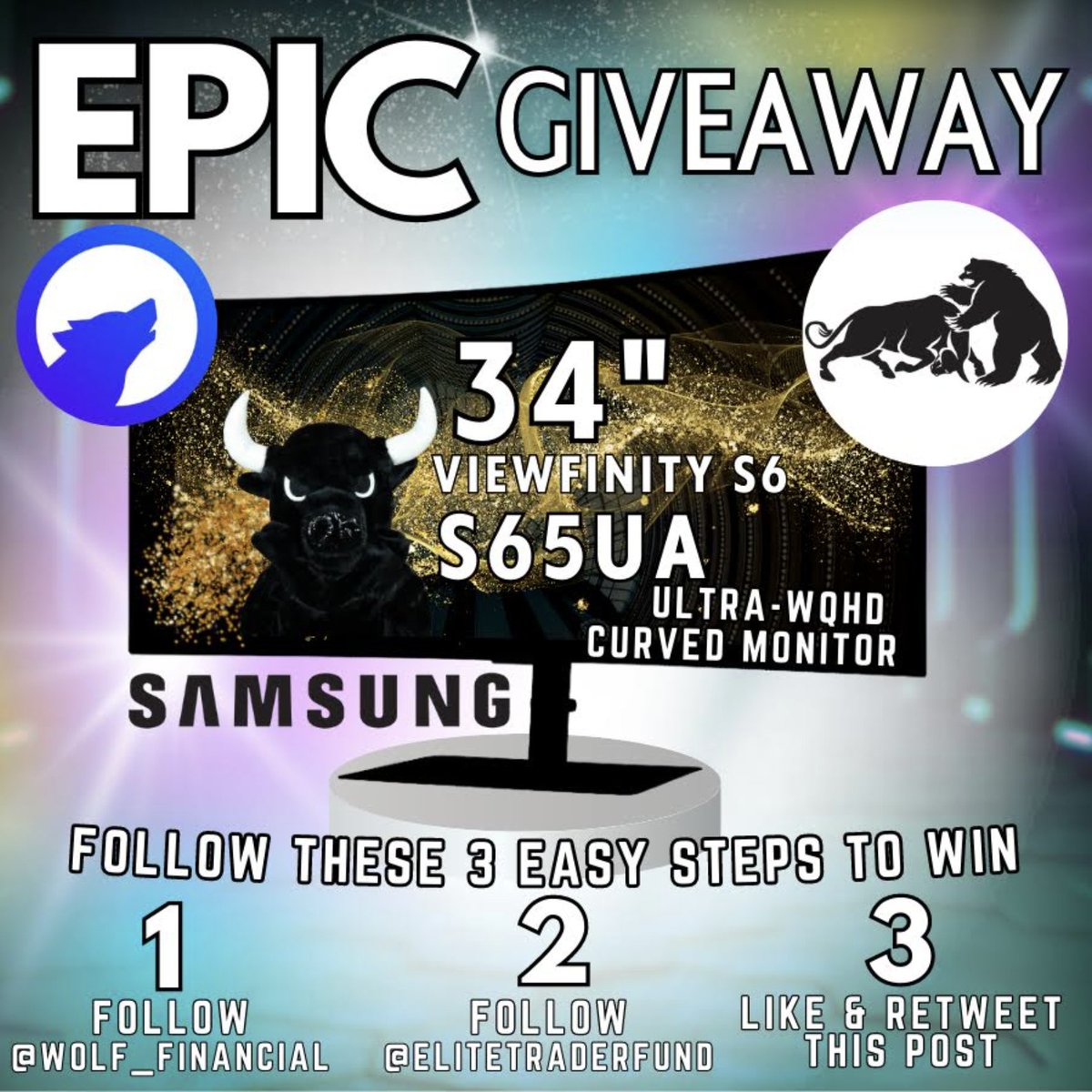 WOLF_Financial's tweet image. 💵MUST SEE GIVEAWAY : 

Picking (1) Person who RT’s + Likes this Tweet to win a:

- SAMSUNG 34 Inch ViewFinity S6 Series 4K UHD High-Resolution Monitor ($500 value)

Must be following me &amp;amp; @EliteTraderFund to win!