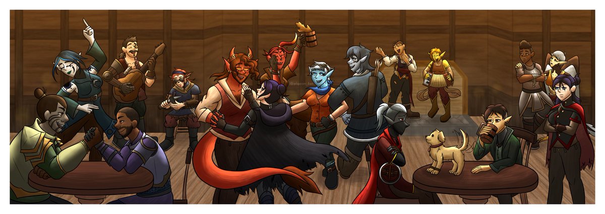 Music filled the air in the tavern, coupled with chants and stomps as the patrons celebrated. One battle was over, and there was surely another one around the corner. But for now, they took this moment to celebrate their victory. #ApexLegends #ApexLegendsFanart #DnD #ttrpgart