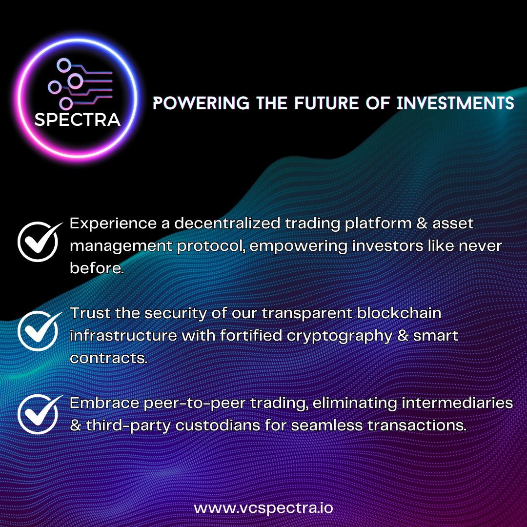 Discover #VCSpectra - Pioneering the blockchain & tech industries with groundbreaking solutions. 🔮

The presale is live 🟣
🔗vcspectra.io

Join the revolution today! 🚀

#VCSpectra #Blockchain #SPCT #Crypto #Investments #Presale #TechRevolution #VentureCapitalists