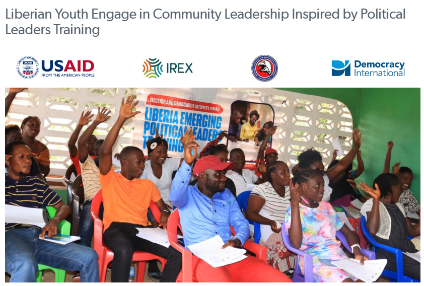 DemocracyIntl's tweet photo. Future generations are integral to fostering sustainable democracies worldwide. DI, through the @USAIDLiberia-funded Election & Democracy Activity, organized a training to empower youth with civic knowledge, leadership skills, & more. Read on: https://t.co/4K9dEuwXTC #20YearsofDI https://t.co/ujyAzxdi5z