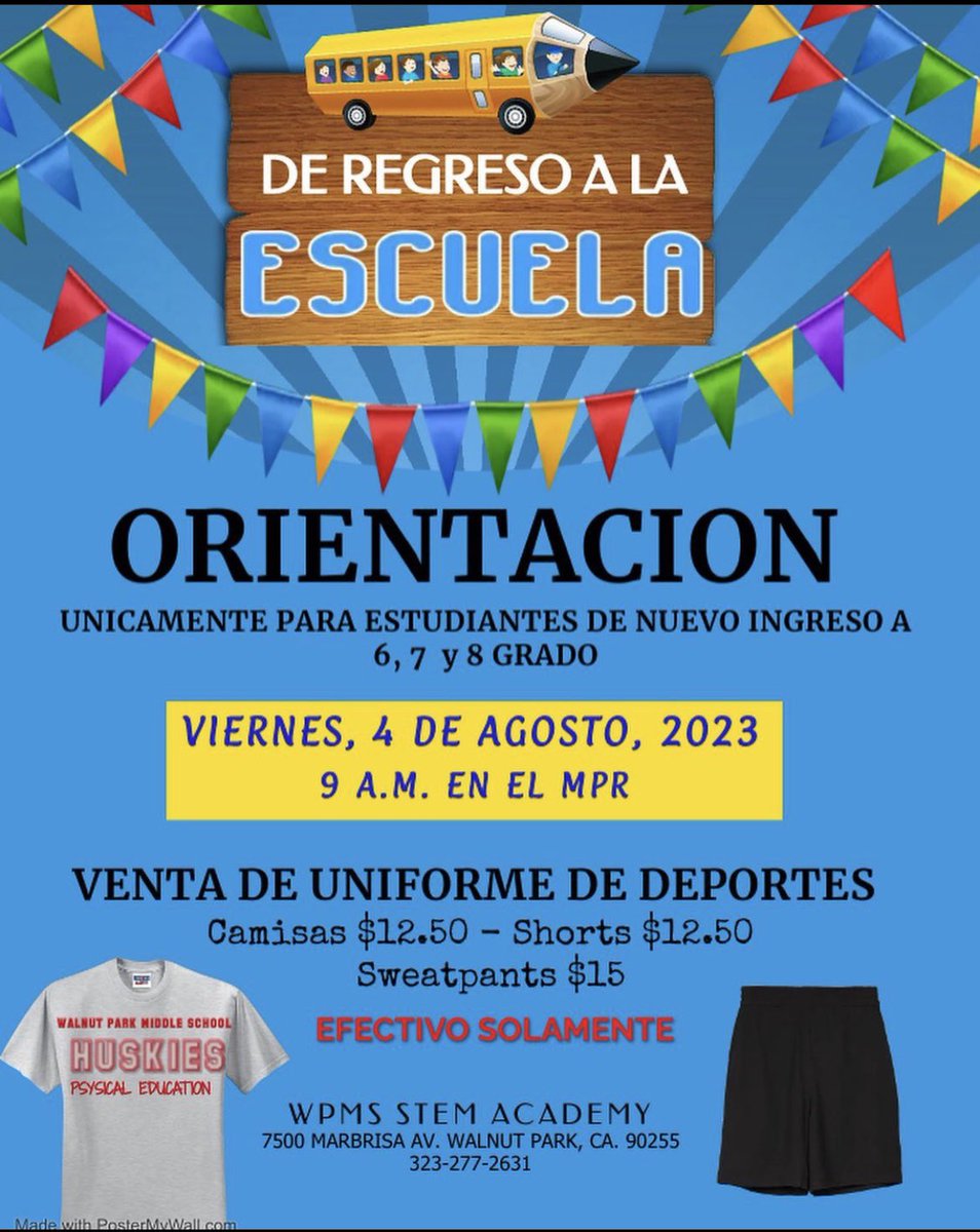 WpmsStem's tweet photo. STEM Huskies, Welcome to our  2023-2024 school year! We will be having an Orientation for NEW incoming Students ONLY. Please see the flyer below for information. Thank You 😁 https://t.co/as0Qc99Ksa