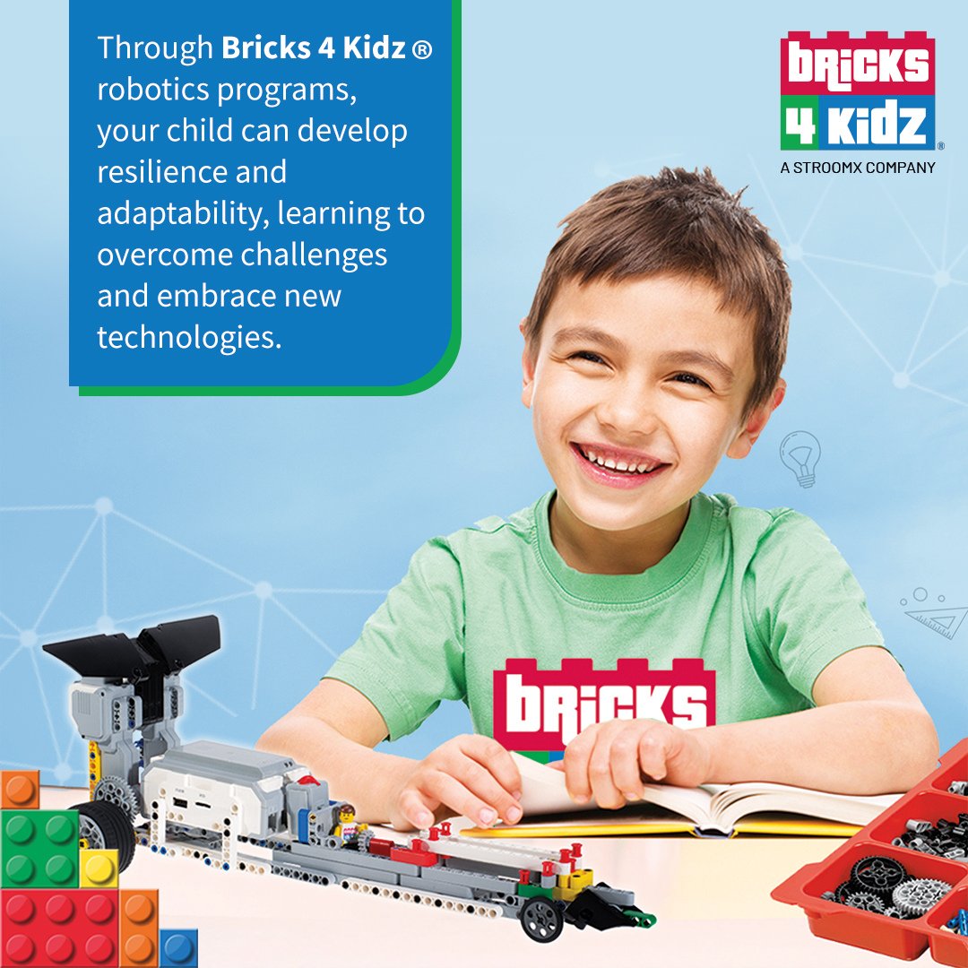 Build resilience & adaptability with #Bricks4Kidz robotics programs! Your child will learn to conquer challenges and embrace new technologies, fostering a bright future of innovation. Empower them to thrive in a tech-driven world! #Robotics #STEAM #Resilience #Adaptability