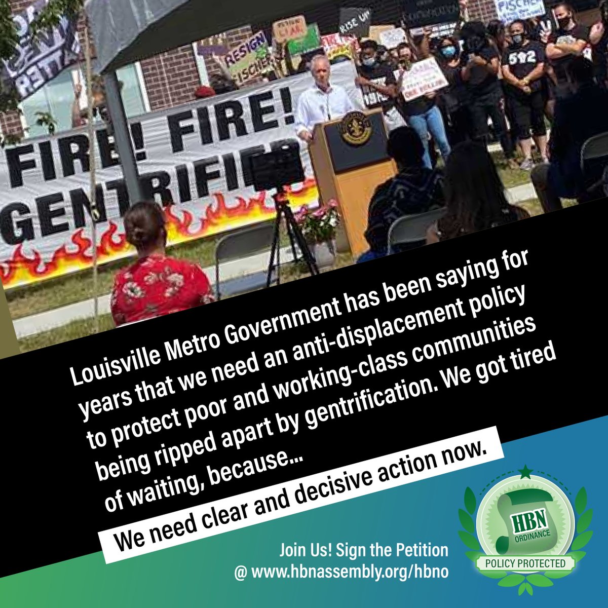 HBNAssembly's tweet image. 1000+ supporters across all 26 voting districts of Jefferson Co say: We’re Tired of Waiting! 

Let’s Pass the #HBNO! Join us by signing the petition at tinyurl.com/27urf3va

#PolicyProtected #RestoreHBNs #EndCorporateWelfare #Louisville @LouDemCaucus @LMCRep  @LouisvilleMayor