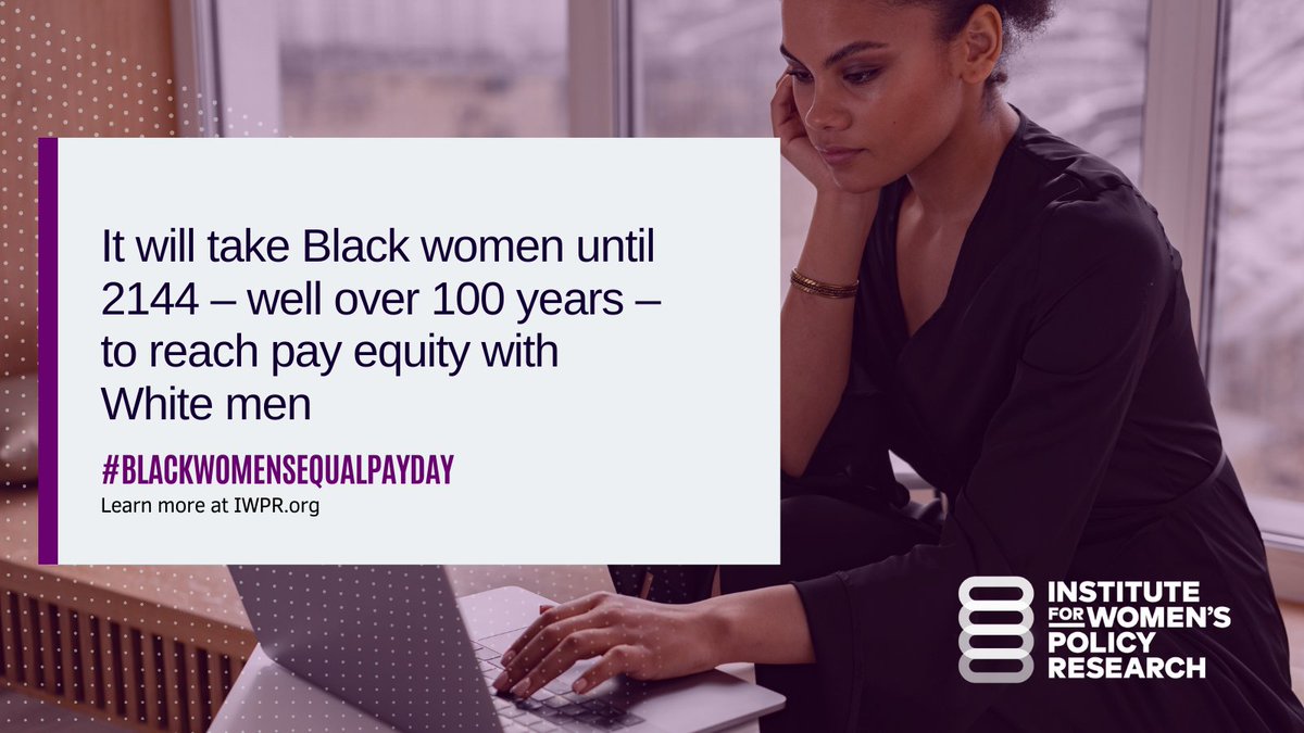 Today is Black Women's Equal Pay Day. And no, it's not a day for celebration. Rather, it is a stark reminder of the inequality that persists in our society.

#BlackWomenCantWait #BlackWomensEqualPayDay #Equity #EqualPay
