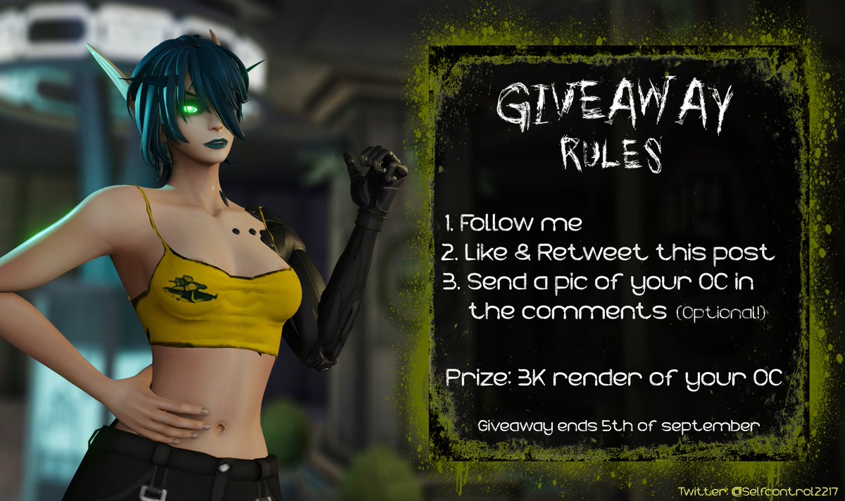 60 followers, hooray! To celebrate this number, i'm starting a giveaway, rules below!   

There will be 2 winners, each will get a free 3D render of their OC with max detalization, SFW or NSFW.
  
Thank you for your support and good luck!

#Giveaway #Warcraft #originalcharacter