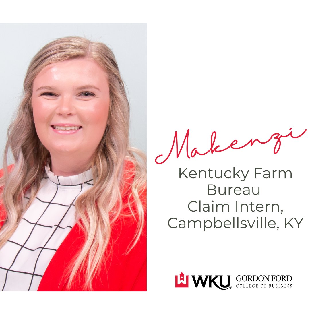 🔴 Meet Management major Makenzi Caulk
💼 Makenzi is interning with Kentucky Farm Bureau in Campbellsville, KY
 
#wku #youbelongatgfcb #intern #nationalinternday23 #appliedlearning