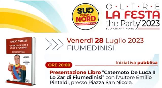 Domani sera con Emilio Pintaldi a #Fiumedinisi, nella casa del sindaco #CatenoDeLuca, re incontrastato della comunicazione politica!

#saggi #SudChiamaNord #Catemoto #comunicazioneefficace #comunicazione #politica #sicilia #taormina #messina