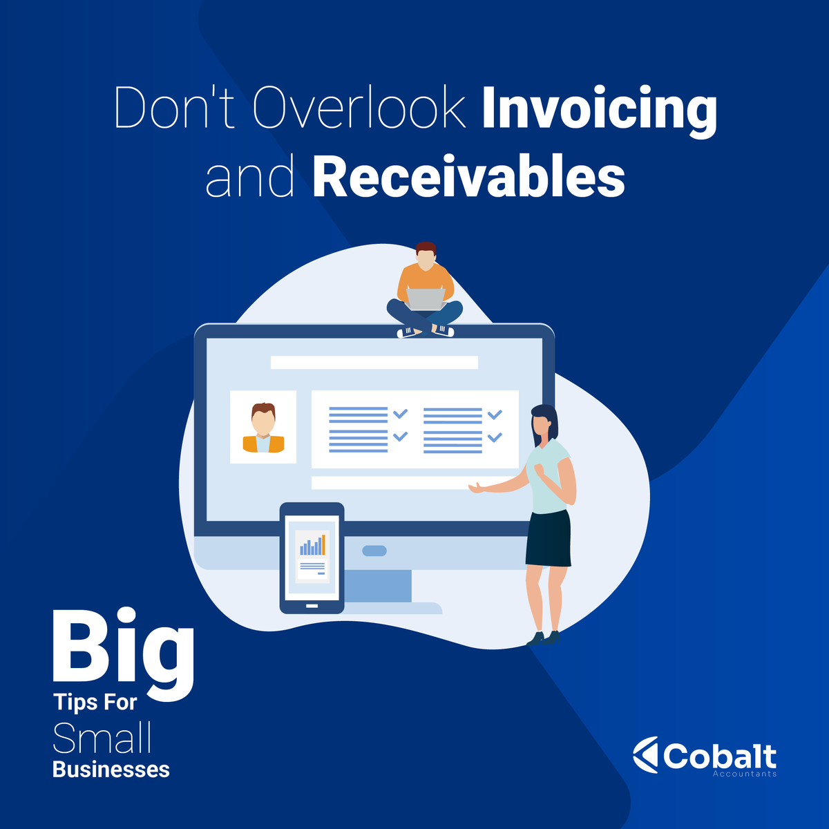 CobaltAcct's tweet image. 📢 Big Tips for Small Businesses 📢

💡 Tip #5: Don&apos;t Overlook Invoicing and Receivables 📑

Prompt and accurate invoicing is essential for healthy cash flow. Implement a system, follow up on payments, and establish clear terms. #InvoicingTips #CobaltAccountants