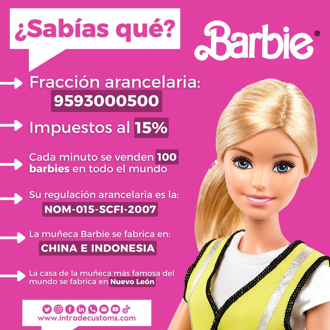 intradecustoms's tweet photo. Los datos de comercio exterior de #Barbie  💗 👷🏼‍♀️ 🏗️ https://t.co/EToRQqU7hz