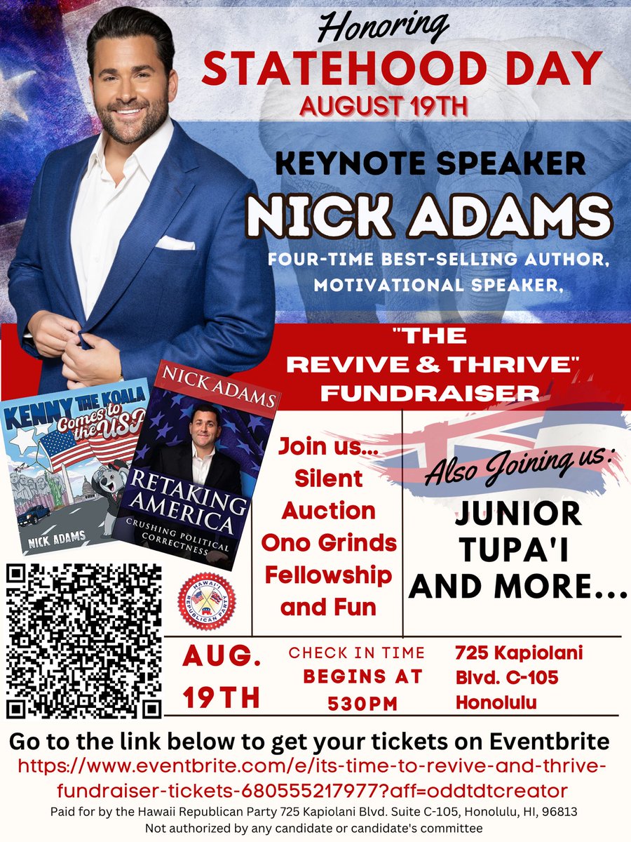 Redtime_Stories's tweet image. Join the Hawaii Republican Party #NickAdams #hawaiiRepublicanparty#statehoodday#juniorTupai#hawaiirepublicans