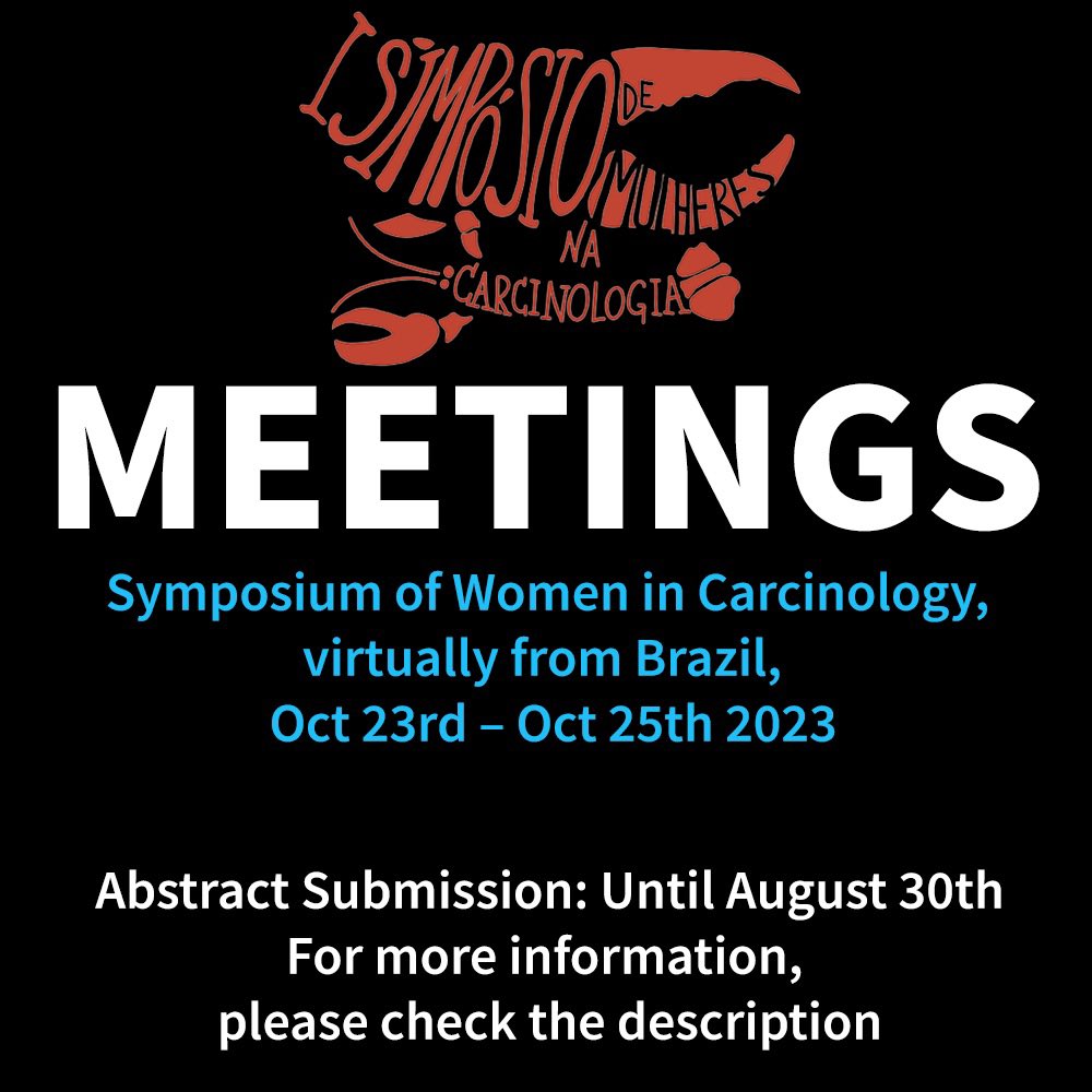🦀👩‍🔬 Calling all Women in Crustacean Sciences! 
Join the 1st Symposium of Women in Carcinology, a virtual event from Oct 23-25, 2023. Free participation!  Fostering connections and #empowering #woman! Abstract submissions open until Aug 30th! 📝 Visit: sympla.com.br/.../i-simposio…