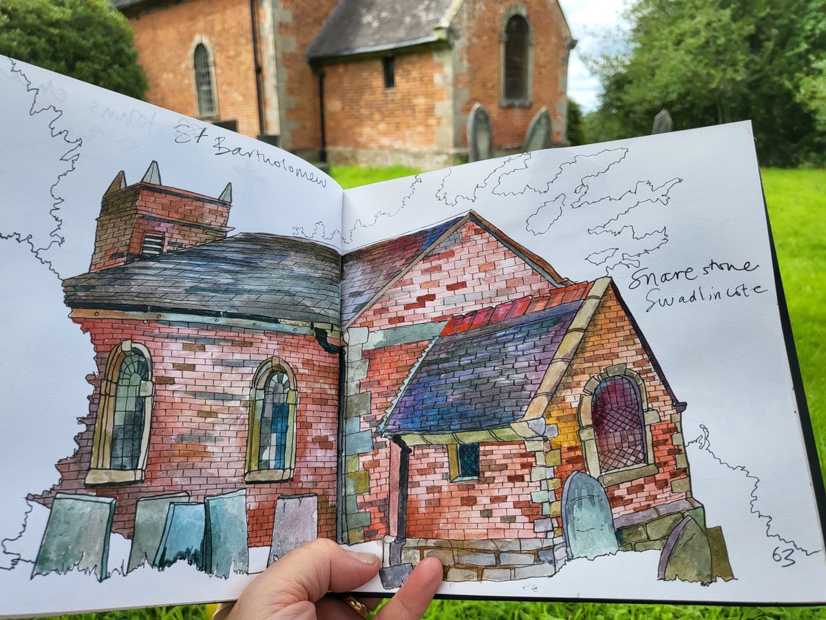 HayleyFern4's tweet photo. Went back to finish #stbartholomew #snarestone #swadlincote on what turned out to be a lovely afternoon this time. Still wasn't convinced that I'd parked well (it's on a busy main road)- there might be a back entrance that remains a mystery to me! #churchdrawing #leicscofe https://t.co/1SSusSX0kx