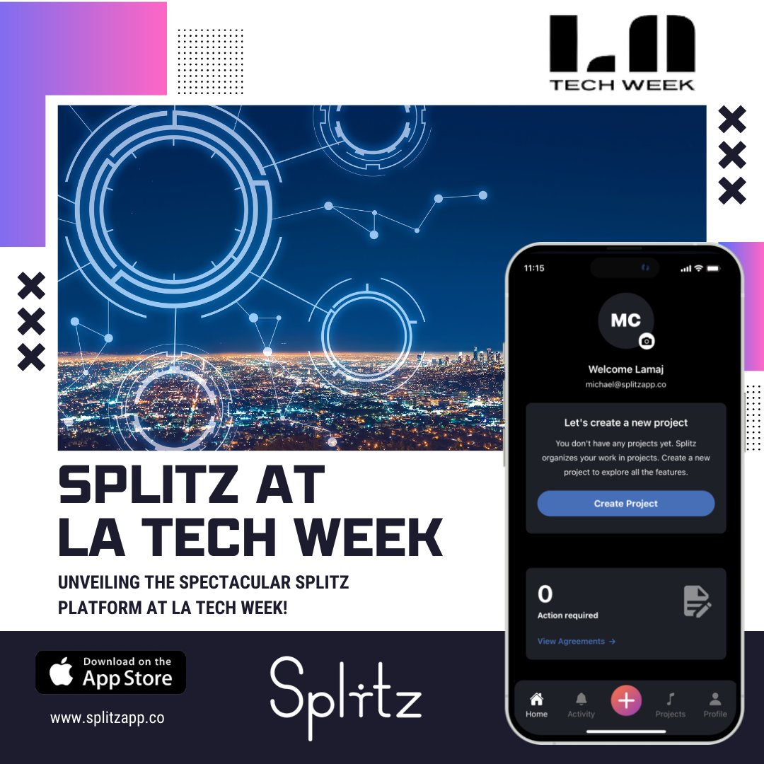 Splitzappco's tweet image. 🎵🚀 Unveiling the Spectacular Splitz Platform at LA TECH WEEK! 🎶🎉

📲 Download Splitz: apps.apple.com/us/app/splitz-…

#splitz #MusicDistribution #TechWeekLA #NewPlatform #DiscoverMusic #DigitalDistribution