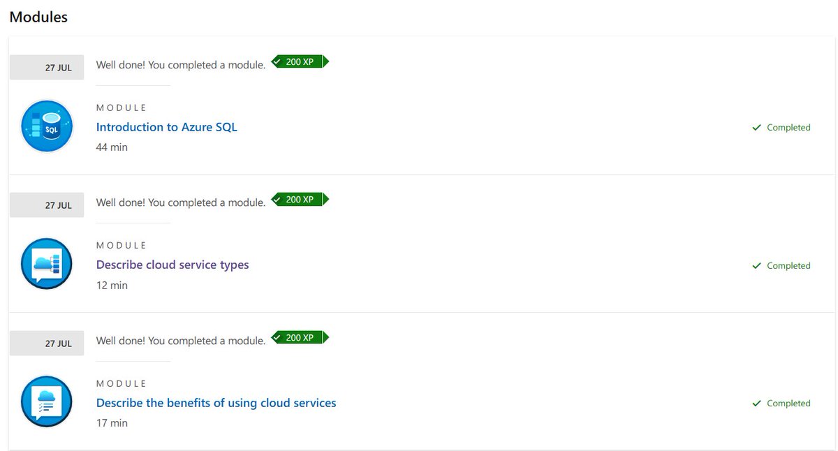 aa_sh_is_h's tweet image. [D57]
Started preparing for [Microsoft Certified: Azure Fundamentals] Exam
- Introduction to Azure SQL,
- Describe cloud service types, 
- Describe the benefits of using cloud services.
#60DaysOfLearning2023
#LearningWithLeapfrog
#LSPPD57