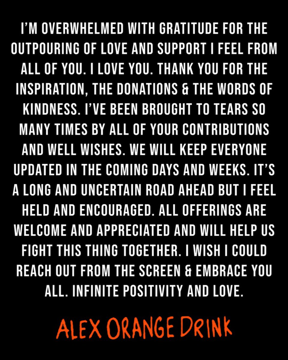 Zach Staggers (@zachstaggers) on Twitter photo Words from my brother <a href="/AlexOrangeDrink/">Alex Orange Drink</a> of The So So Glos. The gratitude is infinite. Please keep donating here: gofundme.com/alexorangedrink 🧡 Words from my brother <a href="/AlexOrangeDrink/">Alex Orange Drink</a> of The So So Glos. The gratitude is infinite. Please keep donating here: gofundme.com/alexorangedrink 🧡