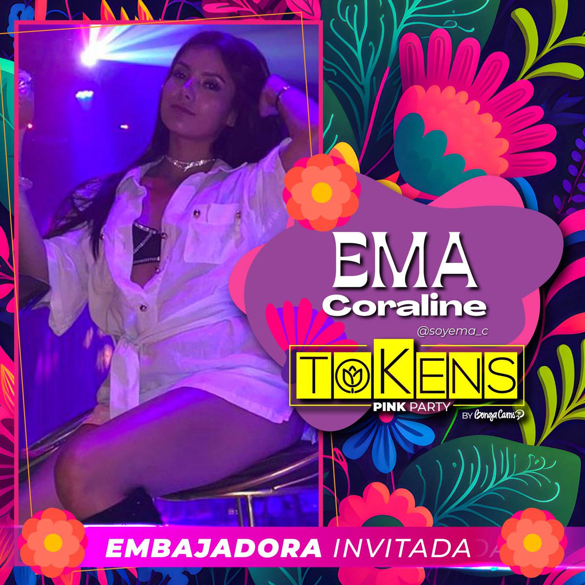 TokensParty's tweet photo. ¡Síguelas y no te pierdas ni un solo detalle de nuestra fiesta! 🔥 #TokensParty #BongaCams https://t.co/KmbUSQXs6s