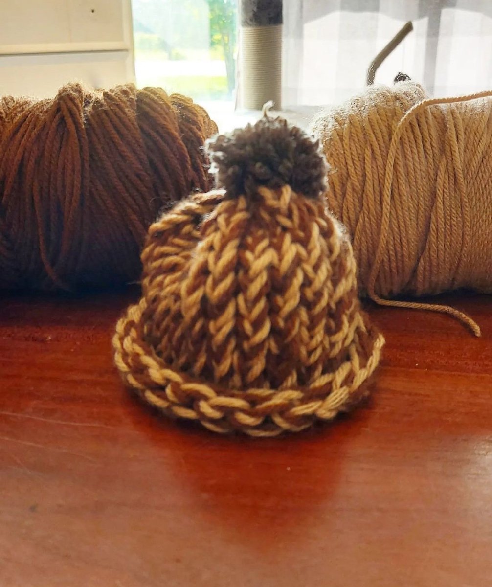 hatswithpurpose's tweet photo. Some brown hats I made 
🧶: 
----------
#loomknitting #yarn #yarntok #knittinglover #looming #iloveyarn #iloveknitting #crochet #crochetknit #crochetyarn #amigurumi #crochetamigurumi #handmade #homemade #loomcraft  #loomknithobby #crafts #crafting #hobby https://t.co/QYAiCyinek