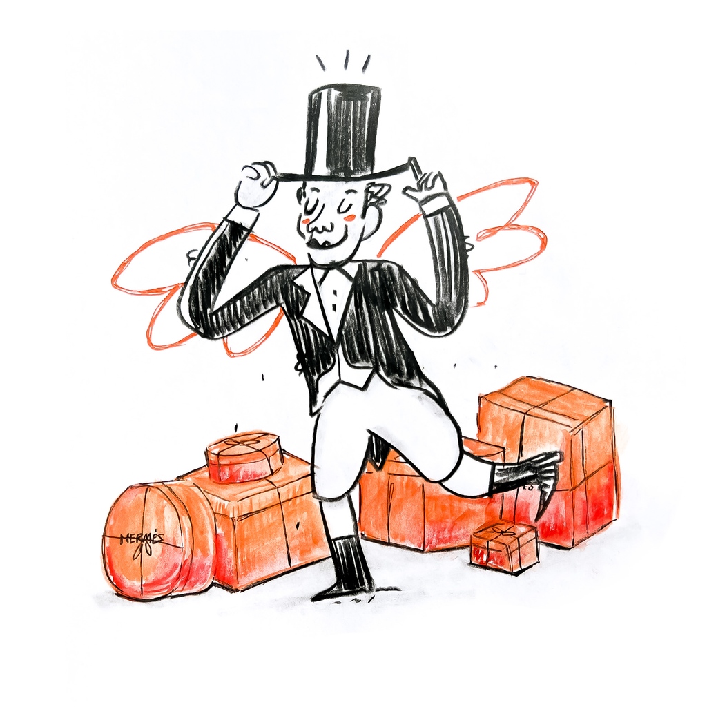 vertiqalco's tweet photo. ✨✍️ These “Lads” are ambassadors of elegance and joy from the @hermes logo. While I’m drawing live, I’ll actually be dressed like this in a tailored canvas suit w/ top hat! It’s a first but gotta admit - I look good in it lol 😆 https://t.co/vL48HWwZYP