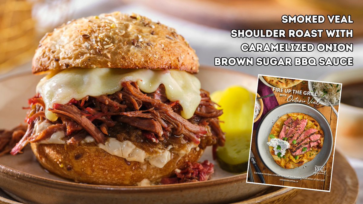 Grilled veal shoulder roasted low 'n slow, drizzled with beery, buttery BBQ sauce served on a bun with gouda cheese! Recipe in the new FREE eBook Fire Up the Grill with Ontario Veal! ➡️ loom.ly/0vKJfZ0 #VealAtHome #LoveONTFood <a href="/OntVealAppeal/">Ontario Veal Appeal</a> <a href="/FoodlandOnt/">Foodland Ontario</a> <a href="/MeatPoultryON/">Meat & Poultry Ontario</a>
