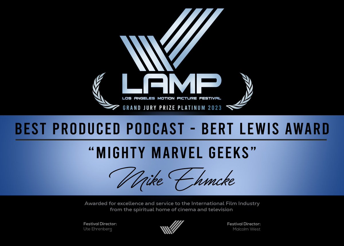 Mighty Marvel Geeks (@marvelgeeks) on Twitter photo We just found out the results, thank you to <a href="/malibuwestfilm/">Los Angeles Motion Picture Festival</a> for having a podcast track. We are honored to win in our return to the festival. We just found out the results, thank you to <a href="/malibuwestfilm/">Los Angeles Motion Picture Festival</a> for having a podcast track. We are honored to win in our return to the festival.