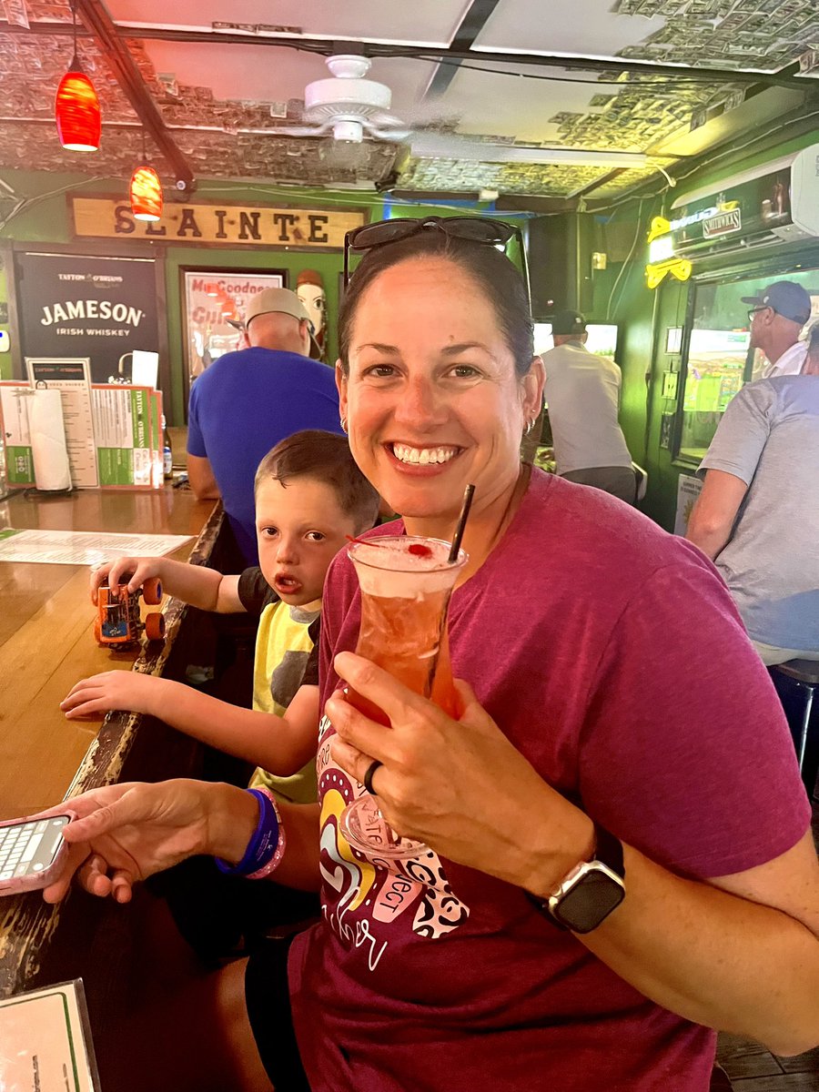 TheArtieMoore's tweet photo. Today’s rain was a perfect day to close out our vacation at a local Irish Pub, exploring the drink menu with @kwmoore1981 and teaching Gunnar how to throw darts and play foosball…reminded me of growing up with my dad at Jerry’s Bar learning poker machines! #ItsAHelluvaLife https://t.co/JsZJt2iLwG