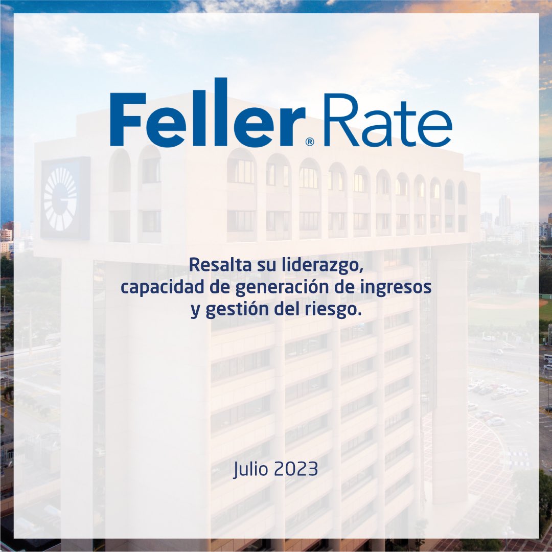 Popularenlinea's tweet photo. ¡Celebramos el hito de ser el primer banco dominicano en recibir la máxima calificación que otorga Feller Rate!
La empresa calificadora de riesgo Feller Rate @feller_rate nos ha otorgado la puntuación AAA, su máxima calificación, por nuestro liderazgo en el mercado, la sólida generación de ingresos y la prudente gestión del riesgo.
Según el informe de Feller Rate, hemos demostrado una fuerte capacidad de generación de ingresos, incluso en momentos desafiantes como los derivados de la pandemia y factores macroeconómicos externos.
Nuestras prácticas sólidas en la gestión del riesgo, el respaldo patrimonial adecuado y la diversificación de las fuentes de financiamiento nos han permitido destacar y obtener este valioso reconocimiento.
En nuestra búsqueda constante de la excelencia, hemos implementado una estrategia que nos brinda ventajas competitivas, especialmente a través de nuestra transformación digital. La migración a la atención remota de las pymes, el impulso de las ventas digitales y el uso de analítica avanzada, son solo algunos ejemplos de cómo hemos innovado para brindar un servicio excepcional a nuestros clientes.
#GenteConPropósitoRD #OrgulloPopular #BancaDigital