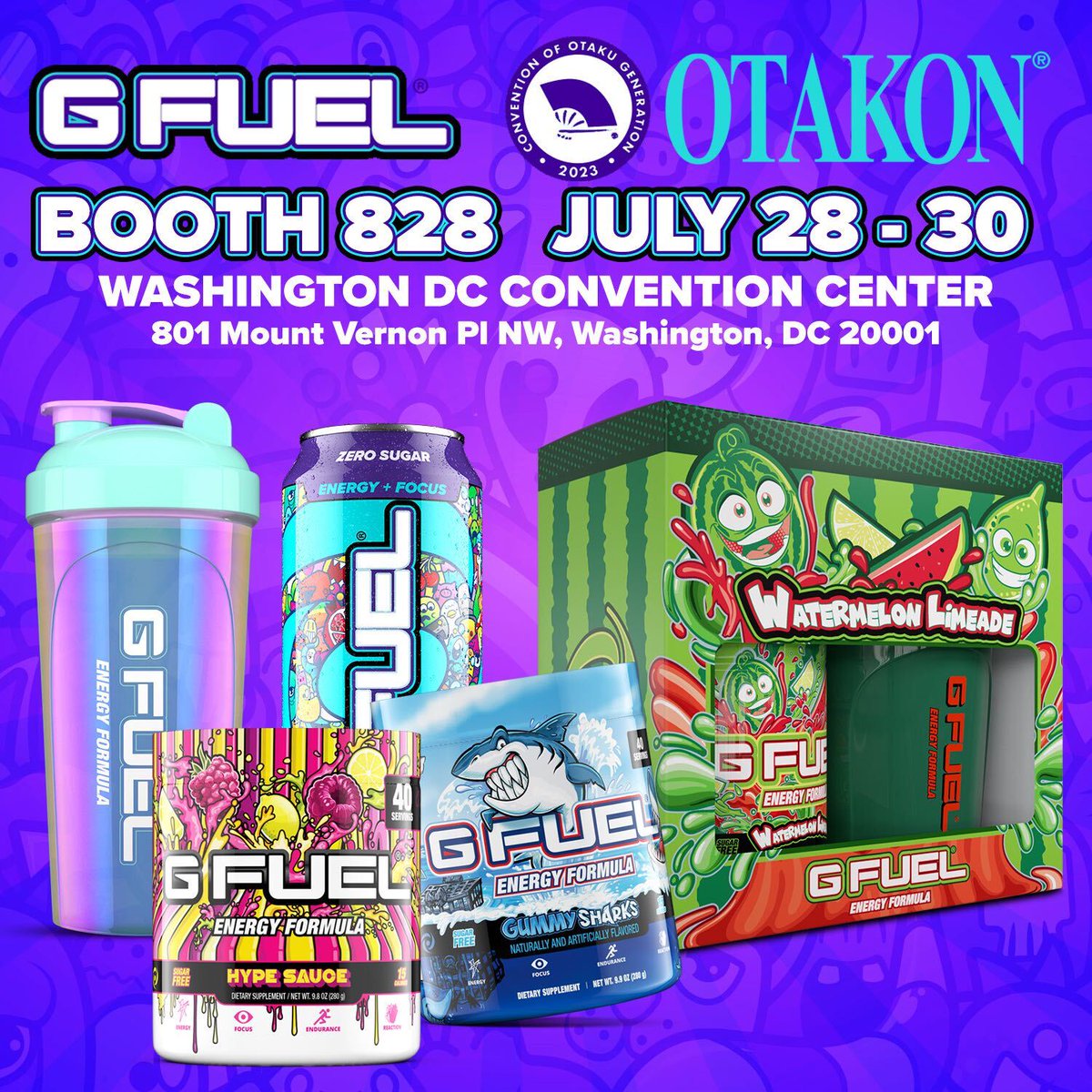 GFuelEnergy's tweet photo. 💥 👊 PEEP THE DEETS, PEOPLE!!! TEAM #GFUEL will be in the building all weekend long @Otakon! SEE YA' THERE! #Otakon2023

💜 𝗥𝗧 to win a STARTER KIT! 2 winners picked this weekend!

❗𝗘𝗩𝗘𝗡𝗧 𝗜𝗡𝗙𝗢: https://t.co/Bruz7zQHPJ https://t.co/PVxigZzCIL