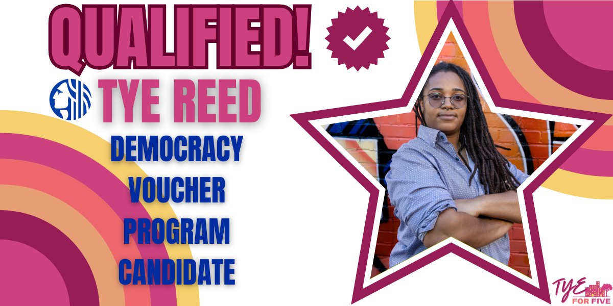 TyeForFive's tweet photo. Did you hear? 👂
Tye For Five - with the help of Seattle residents and volunteers - has qualified for the City of Seattle's Ethics and Election Commission's Democracy Voucher Program!🎉 #TyeForFive https://t.co/aZqJ6mofB0