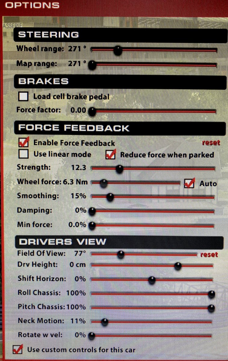 !!HELP FFB!!
Gente a ver si alguien me puede ayudar con la confi del ffb en iRacing para el tspc please.
Desde k cambiaron el tema del ffb en iRacing hace tiempo noto fatal los coches, los k peor los formulas k antes notaba Perfect. Así lo tengo para el 3.5 por ejemplo. Gracias!!