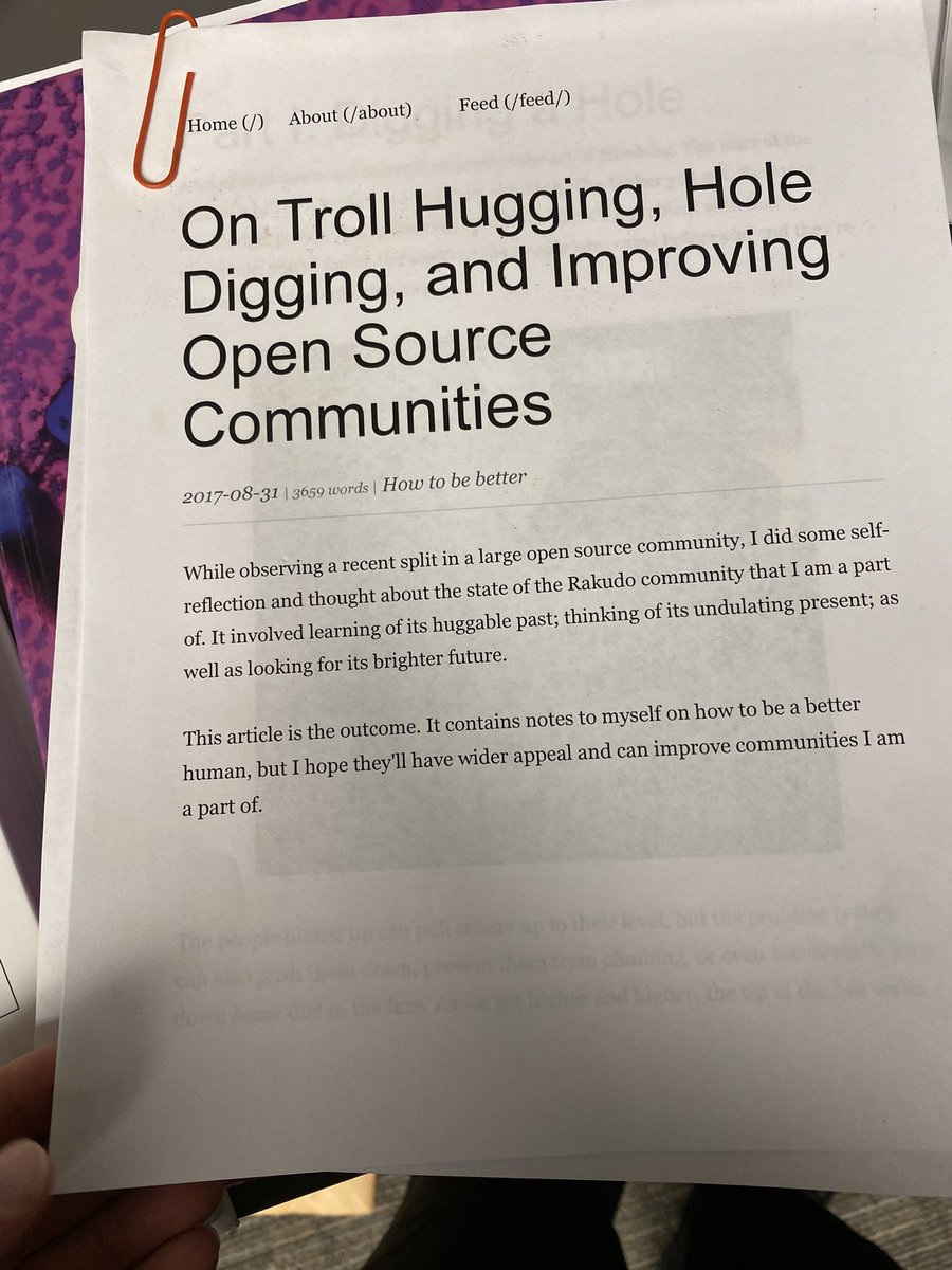 moleculesoflife's tweet image. Just unpacked one of my favorite blog posts of all time: "On Troll Hugging, Hole Digging, and Improving Open Source Communities" by one of my #Perl6 / #Raku heroes @zoffix: