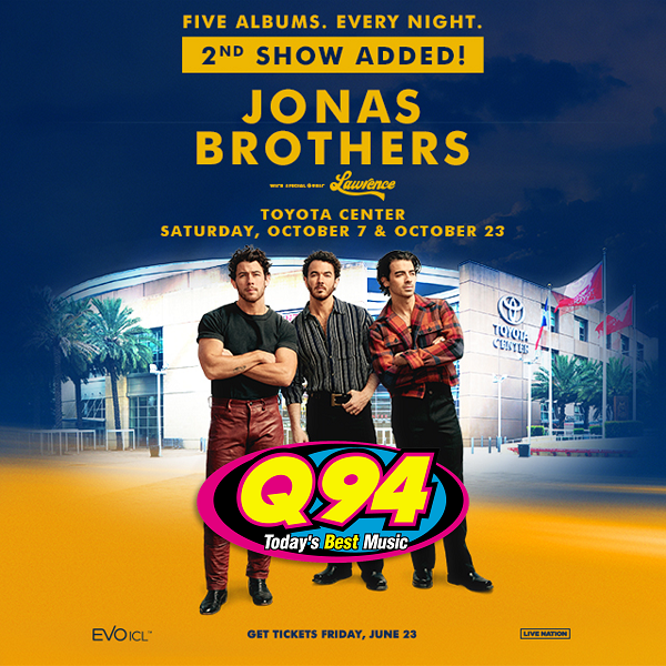 Q94Music's tweet photo. Q94 welcomes the #JoBros 🎸 to Houston for a 2ND SHOW!!! They'll be at the Toyota Center 🎤 on Oct. 7th &amp; Oct. 23rd! 🤩 Get more info and sign up to win tickets 🎫 at https://t.co/gMN4vrQ0M0 #JonasBrothers #ToyotaCenter #Q94 #AllAccessSummer https://t.co/0CjrJXeBVn