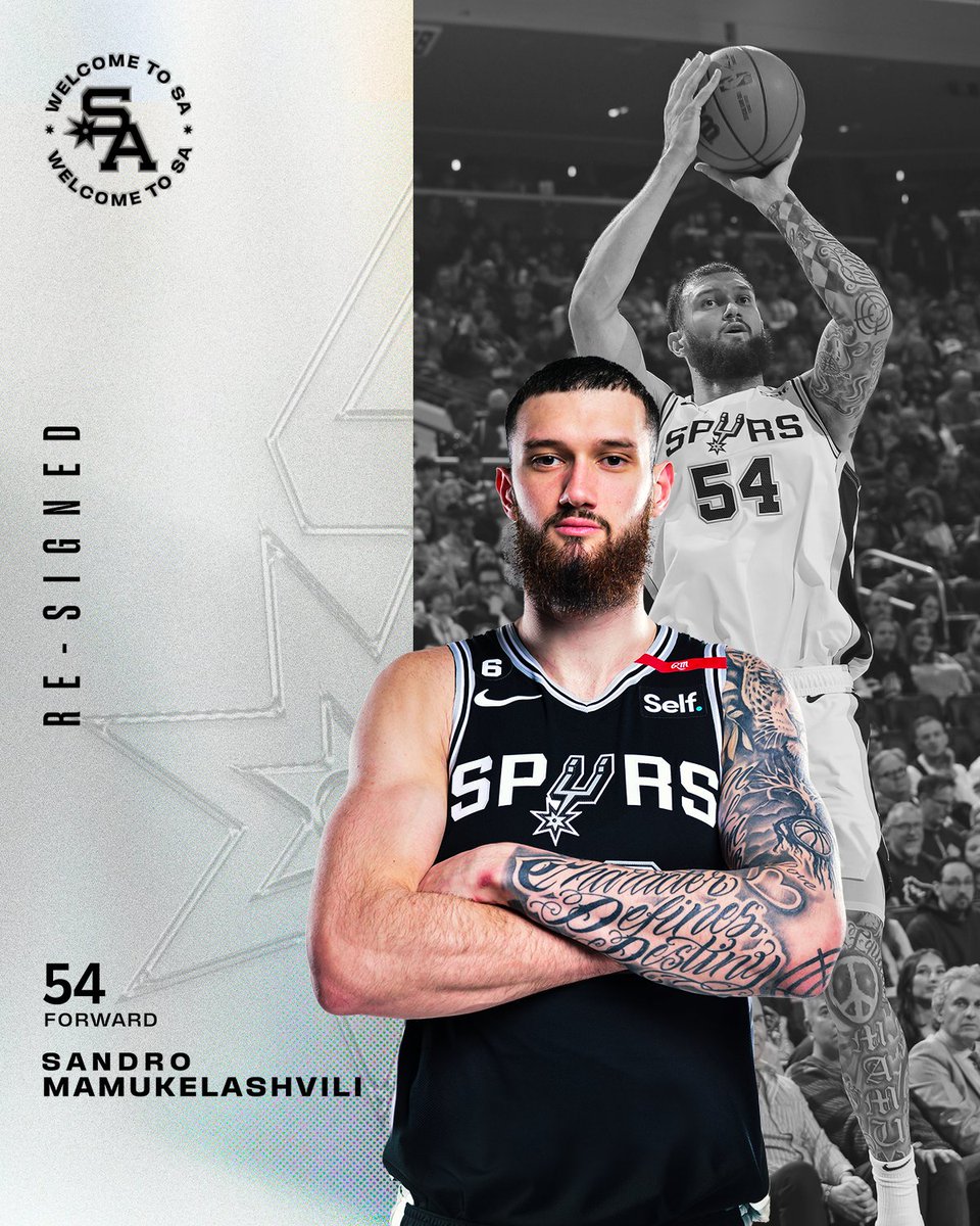 San Antonio Spurs (@spurs) on Twitter photo MAMUUUU π£ We have re-signed forward <a href="/Mamukelashvili5/">Sandro Mamukelashvili</a>!
π: bit.ly/455ATk6 MAMUUUU π£ We have re-signed forward <a href="/Mamukelashvili5/">Sandro Mamukelashvili</a>!
π: bit.ly/455ATk6