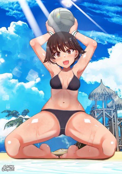 典子ちゃんのお誕生日おめでとう!
涼しいビーチを背景に描きました😆✨。 