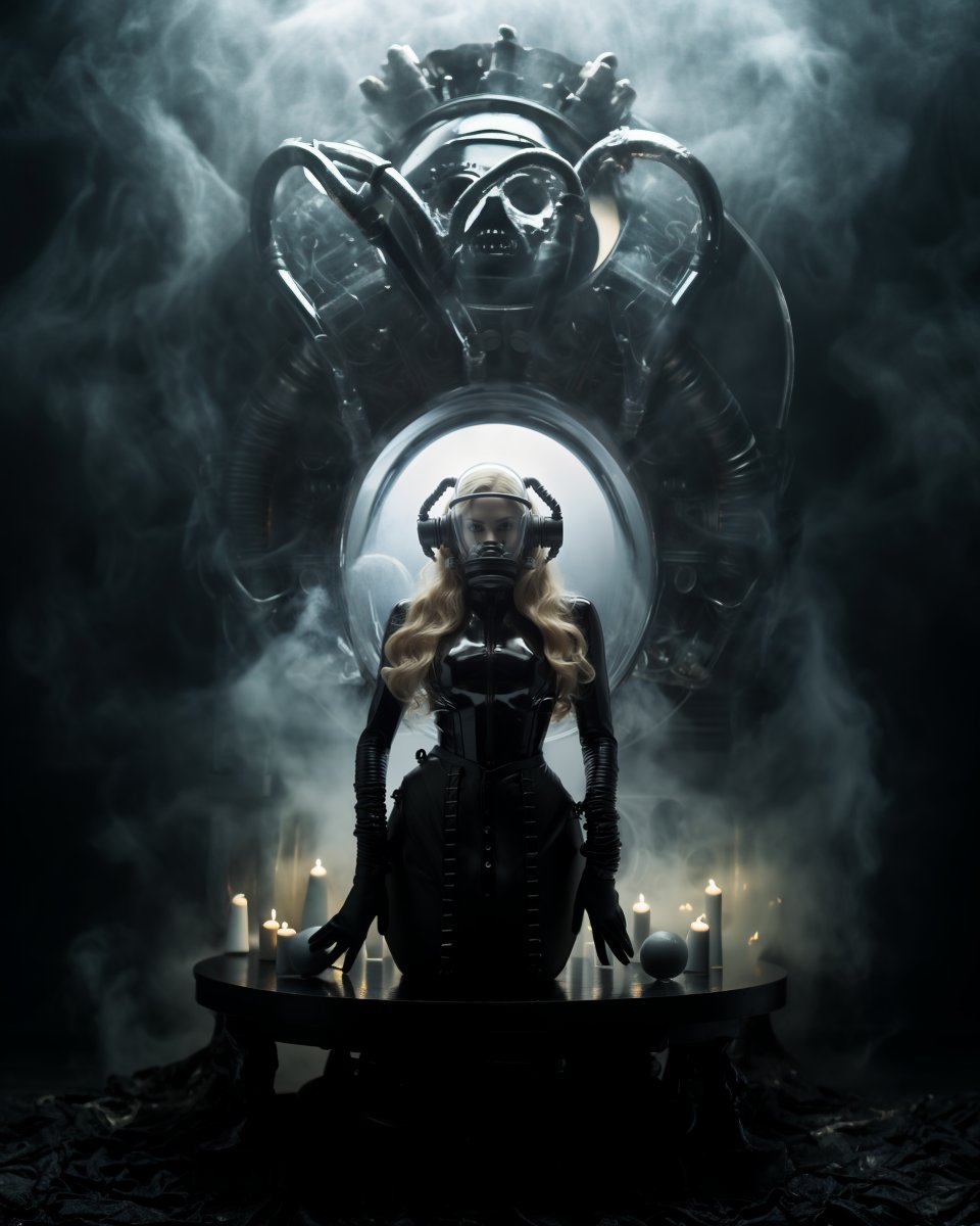 BlankCanvasAI's tweet photo. Experience Gothic allure meets high-tech🌃. Presenting Selene, a cryptic figure in sleek black latex, upholding equilibrium in a Gothic-tech universe.  #GothicFuturism #SeleneTheEnigmatic #aiart #midjourneyart https://t.co/VafWFay3AW
