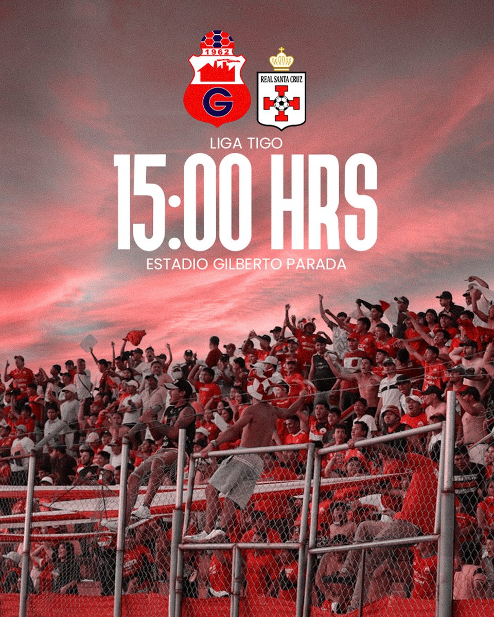 Es el norte que gritará a todo pulmón! 
#Guabirá sos orgullo y pasión! ❤️❤️❤️
🆚️ Real Santa Cruz 
#LigaTigo - Fecha 21 
📅 Domingo 30 de Julio 
⏱️  15:00 
#ConDiosTodoEsPosible