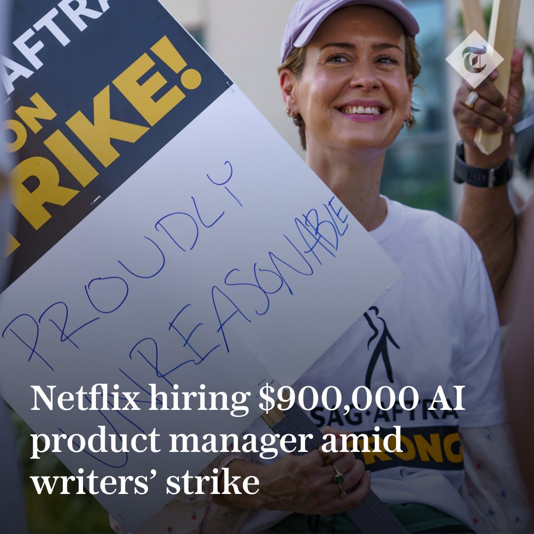 🪧 Actress Sarah Paulson joined a picket line outside Netflix studios as actors are striking over pay and the threat to their livelihoods posed by AI Read more ⬇️ telegraph.co.uk/world-news/202…