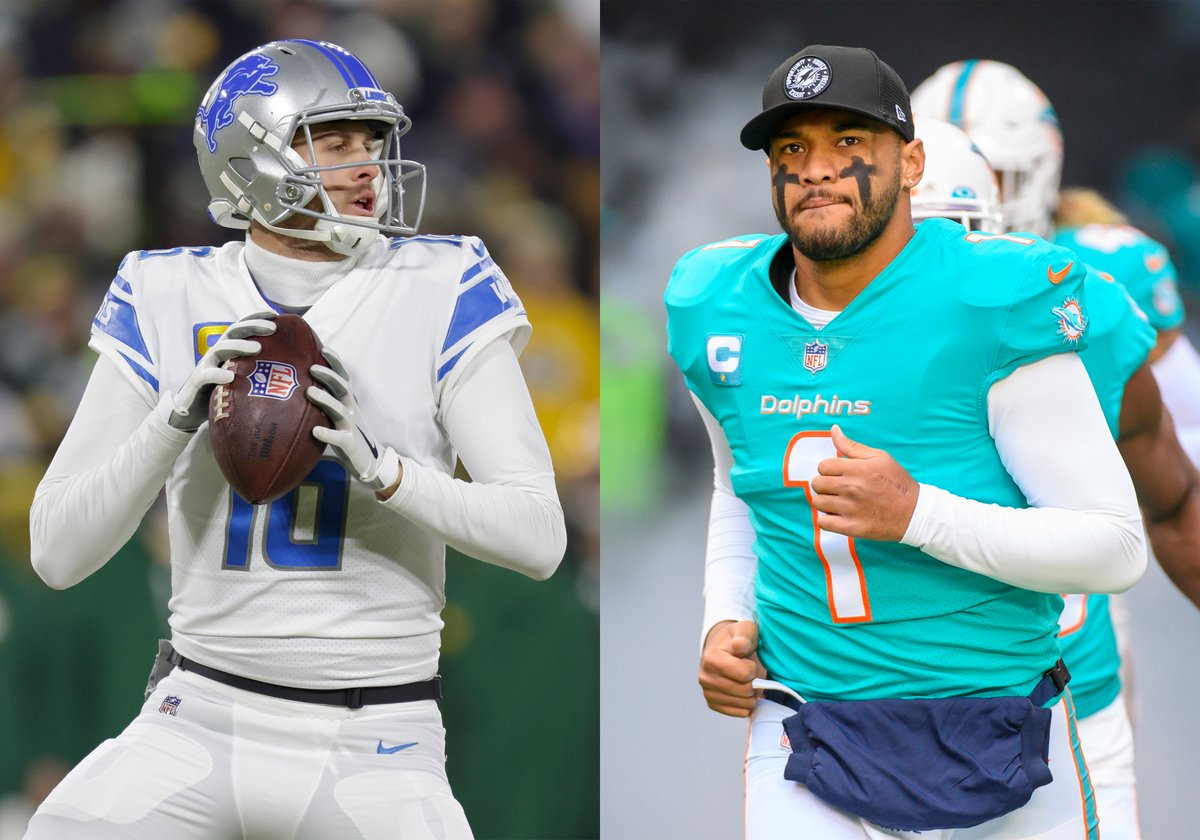 FanDuel's tweet photo. Jared Goff > Tua Tagovailoa

❤️ for true
🔁 for false

#OnePride | #FinsUp https://t.co/AA6hwpte9G